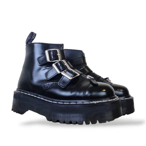 Doctor Martens extremely rare Agyness Deyn straps platform leather creepers boot